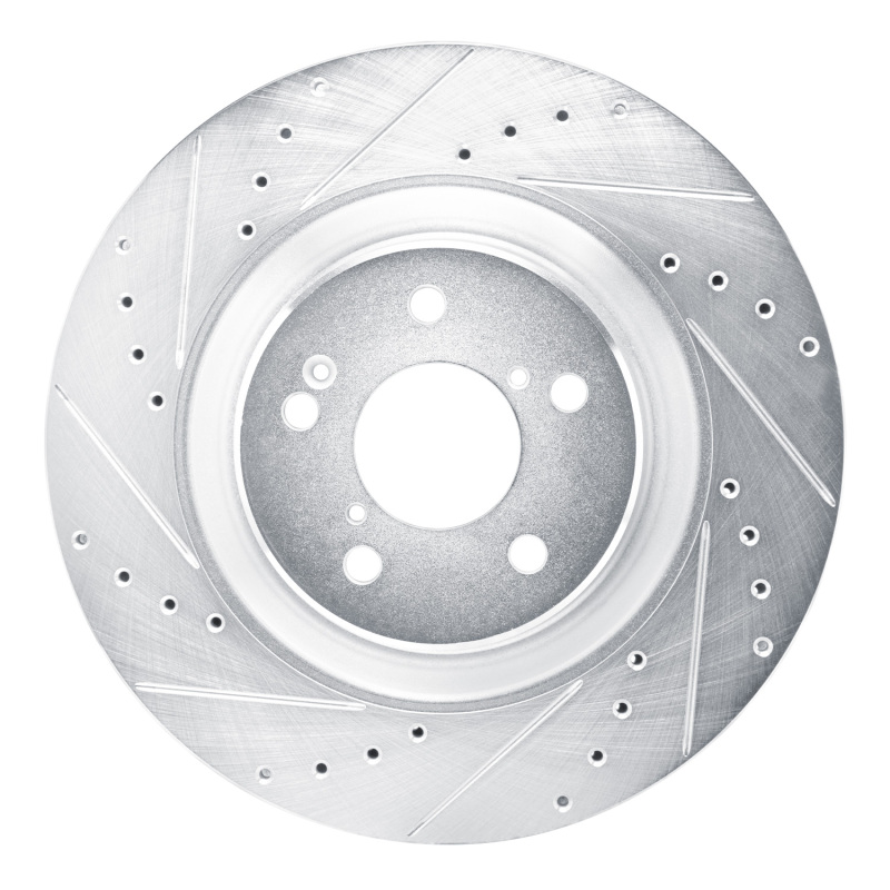Acura MDX Brake Rotor (1) - Front Left - R1 Concepts - Drilled & Slotted - Silver - `22-`26